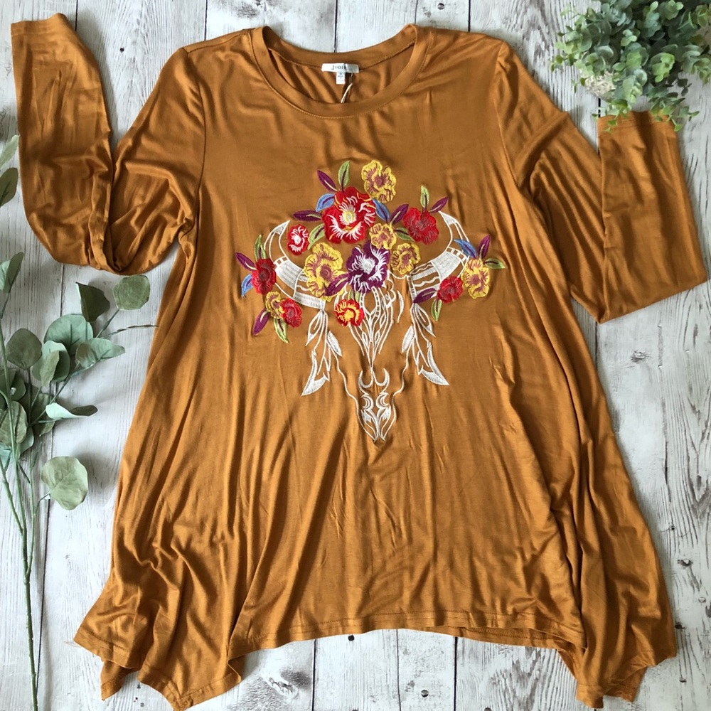 Embroidery Skull Long Sleeve Top